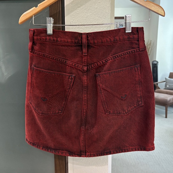 Hudson "Viper" Denim Mini Skirt - Burgundy/Maroon Size 24 - Picture 4 of 10